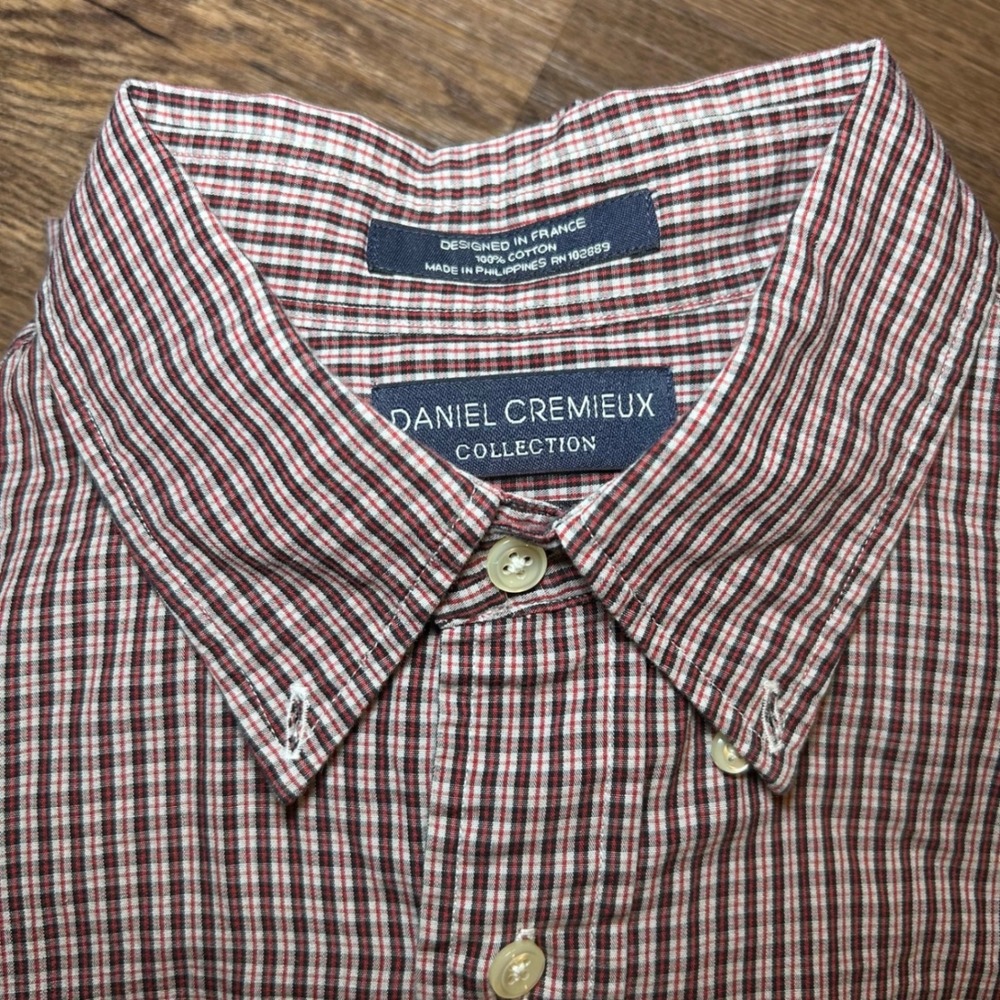 Daniel Cremieux Collection Men's Large Shirt Button Down Red Plaid Long Sleeve